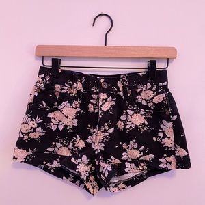 Forever 21 Floral Pink and Black Shorts